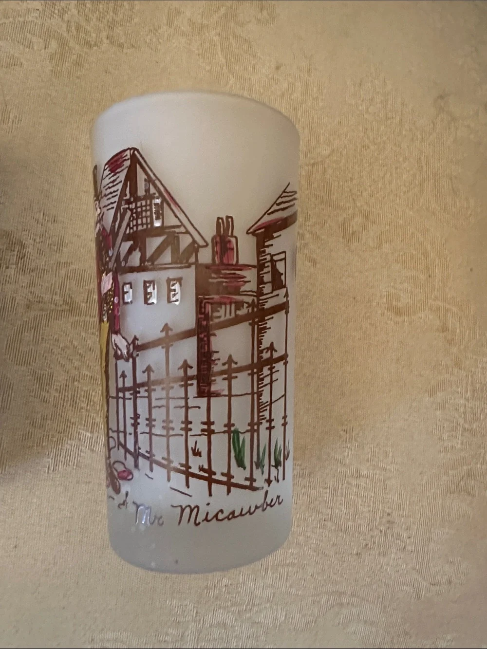 Hazel Atlas 1950s Charles Dickens 12oz frosted highball glasses